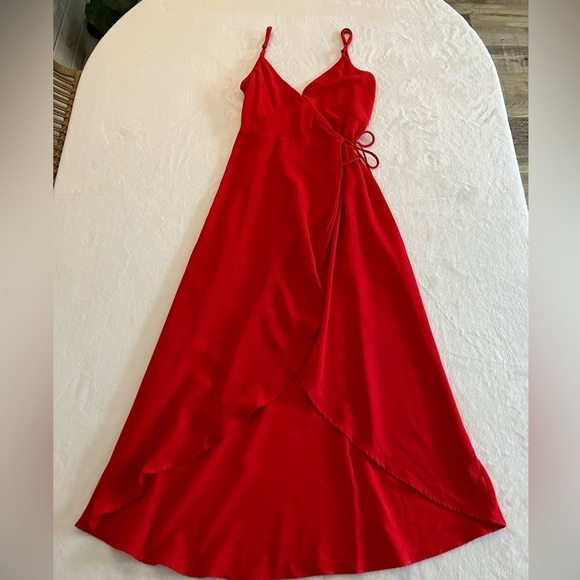 Show Me Your Mumu Size L Meghan Wrap Dress Tomato Red Peddle - Picture 8 of 17